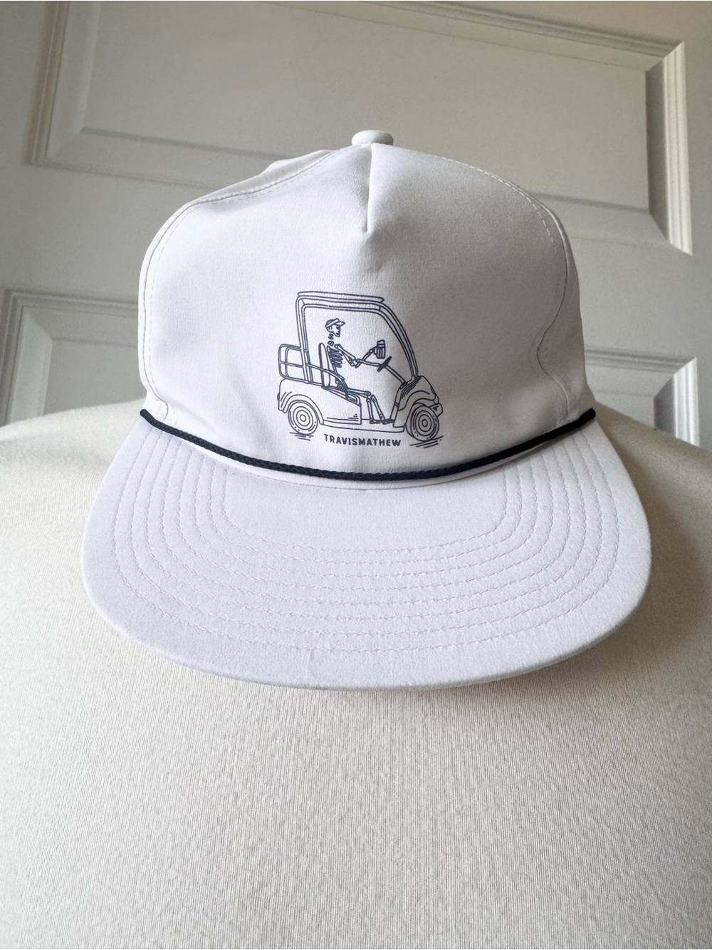 TravisMathew Skeleton Golf Cart Snapback Hat White Adjustable Snap Back Cap
